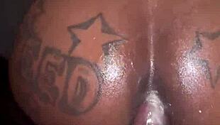 Skinny Ebony Milf Takes Messy Anal in Living Room Doggystyle Sloppy Spit