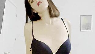 Naughty French milf teases with huge tits and curves