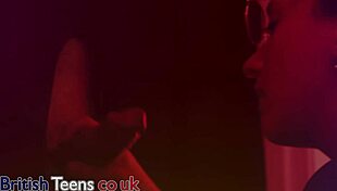 nurse greene kneels at gloryhole slurping anonymous cum-covered cock