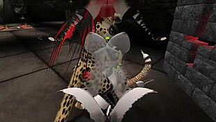 Furry shemale demon hunter fucks cartoon monster