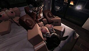 Two fat-ass bunnies roughly creampied by huge black cock in heat