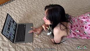 stepdaughter picks halloween costume and deepthroats stepdad while stepmom's out! 🎃🍆