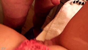 couple sneaks quick cheating fuck in steamy bathroom stall