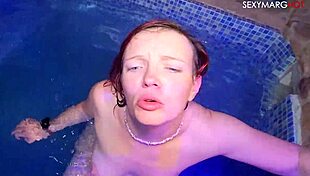 Private french jacuzzi gangbang intense fuck with 3 guys deepthroat cum in curvy milf