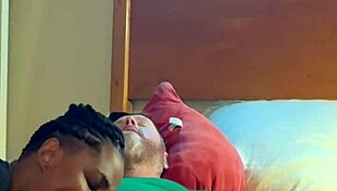 amateur ebony slut sucks and fucks white guy doggystyle bent over in hood bedroom