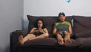 😈 risky sex with my husband's best friend while he workouts nearby