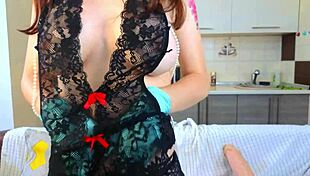 petite alice black teases her holes with tight gloves on