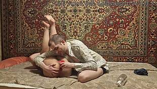 russian teen wife gapes asshole wide with big anal dildo fingering toys