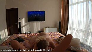 Fresh lesbians pillow fight turns emotional with pretty new girl Layla