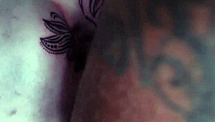 Wife sneaks tattoo on ass then I fuck her tight asshole raw