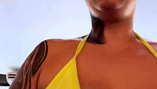 transparent dental floss bikini at beach gym piercing wet pussy draws hungry stares nearly got me kicked out