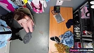 Shy petite teen pornstar thief gets her tight asshole fucked hard by burglar at the office