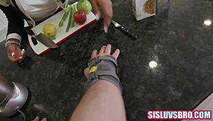 ebony stepdaughter gags on stepdad's throbbing monster black cock