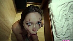 Pennywise Cosplay Teases with Perky Natural Tits