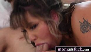 Horny Tattoo Milf Mommy Seduces Stepson for Deep Anal Pounding Orgasm