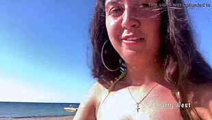 crazy girl pees in panties on public beach