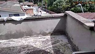 Sneak into neighbor's house watch her ass on balcony then hardcore fuck patio