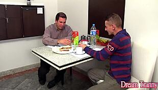 Mariana Lins' tight trans ass gets wrecked by double anal pounding