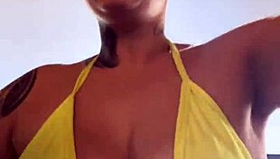 transparent dental floss bikini at beach gym piercing wet pussy draws hungry stares nearly got me kicked out