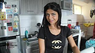 brunette latina bends over for brutal homemade creampie pounding