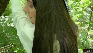 i can't resist this skinny graffiti girl's pussy bent over in the forest outdoors pov... so rough and hot