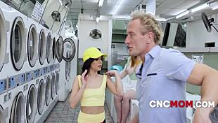 aria valencia and summer hart milfs take freeuse cocks in laundromat threesome frenzy