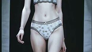 omg these ai lingerie models are barefoot and panty teasing at the fashion show