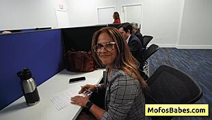 Horny Office Milf Sasha Pearl Fucks with Big Boobs Bouncing Wildly