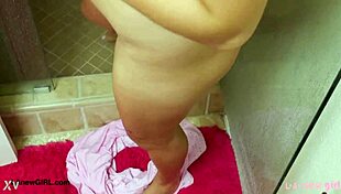 Golden girl next door strips in shower for daddy uncle photoshoot pov!