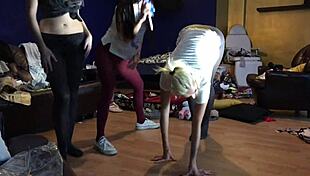 damn my hot petite tight pussy loves this lingerie thong try on turning into naked college party coed tits