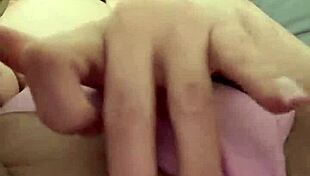 a stunning babe with endless legs and sexy ink teases her soaked slit using skilled fingers up close