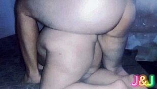 Caught hot chubby Brazilian bent over doggystyle spreading big ass on bed