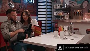 Sneaky Diner Sex with Liz Jordan Craving Her Date's Cock Deep