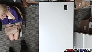 Big Ass Shoplifting Teen Caught Stealing Now Faces Huge Cock Punishment in Backroom