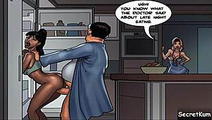 the mayor's wife catches her cheating husband slamming the ebony maid's pussy on kitchen counter