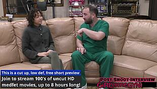 brooklyn rossi spreads shaved pussy in first latex glove gyno exam