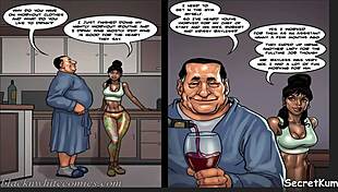 the mayor's wife catches her cheating husband slamming the ebony maid's pussy on kitchen counter