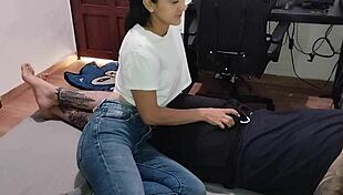 My best friend's wife surprises me with deepthroat blowjob skills