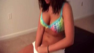 Kayden Krush rams dildo deep into her medium tits pussy close-up