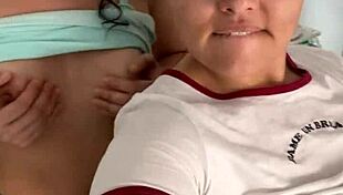 Lesbian neighbors surprise on found phone turns into steamy fingering session