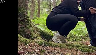 chubby slut begs quickie suck anal deep in forest outdoors?