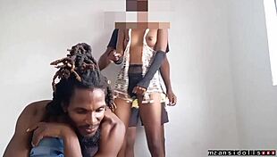 Two ebony 18 year olds crave their neighbor's thick cock pounding their tight young pussies relentlessly