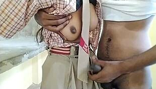 Desi student sneaks quick rough fuck with schoolgirl girlfriend in village woods