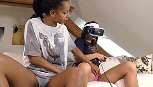 wanna join hot ebony roommates fingering wet pussies after vr games??