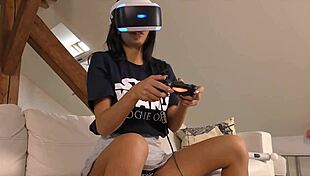wanna join hot ebony roommates fingering wet pussies after vr games??