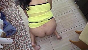 STEPSON spots STEPMOM in thong FUCKS her mature ass ANAL bottom view