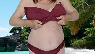 hot granny teases huge tits in skimpy bikini