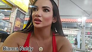 horny brazilian milf flashes big tits pussy on public car sex app