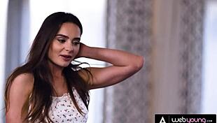 Hot Brunette Aften Opal Catches Glasses-Wearing Roommate Leana Lovings Fingering Pussy