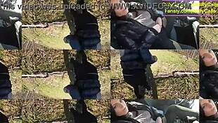 Tight leather pants wet surprise car blowjob forest?